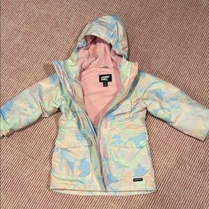 Lands' End Girls' Pastel Print Hooded Jacket - Pink Lining - XS (4-5)